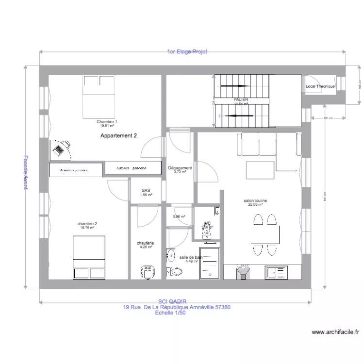 SCI QADIR collectif  etage projet. Plan de 