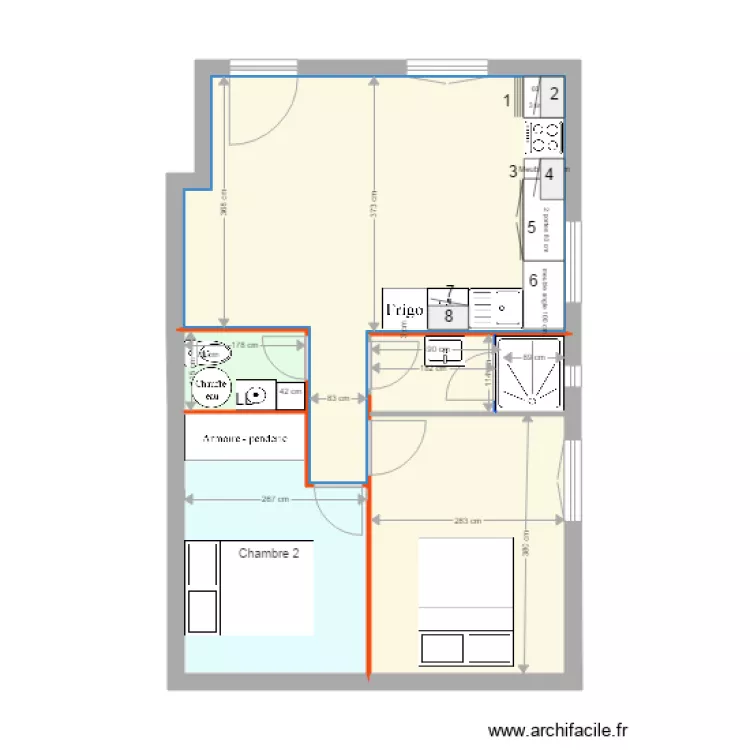 AptSoleMioV16Largeur douche. Plan de 