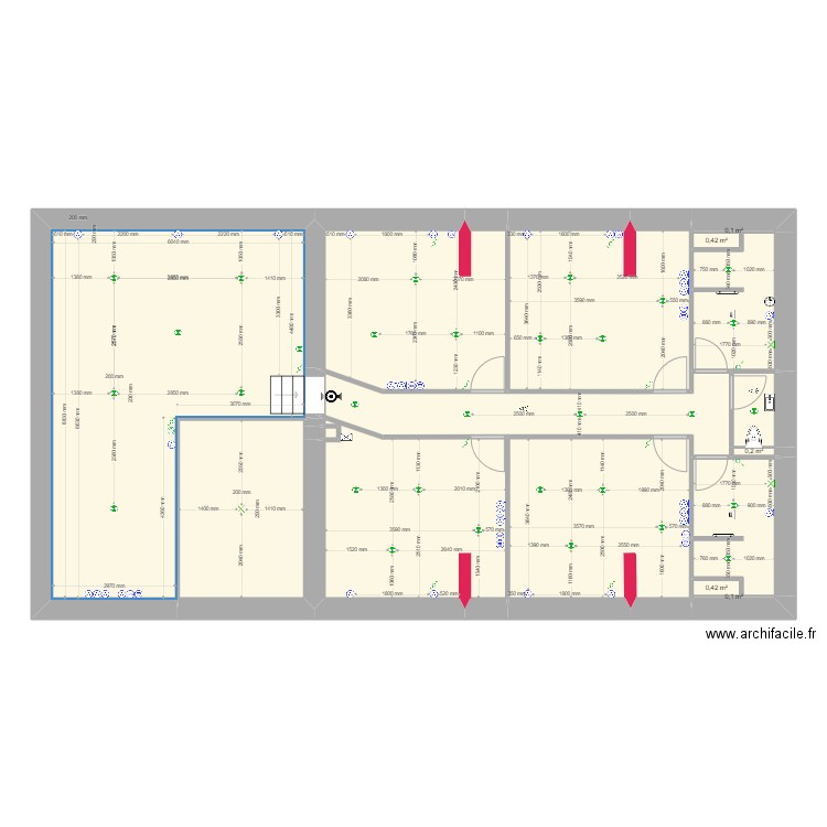 etage marnay elec. Plan de 16 pièces et 144 m2