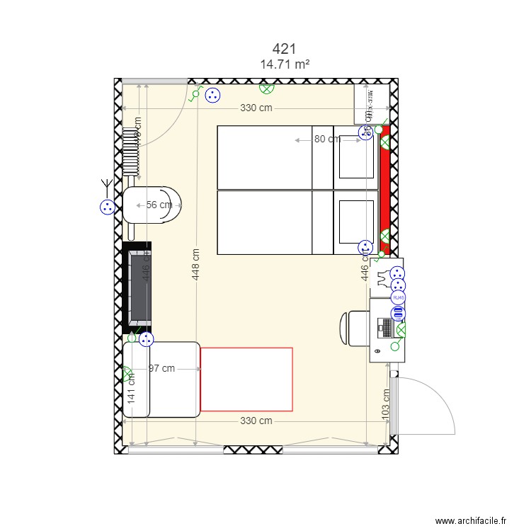 chambre 421v4. Plan de 0 pièce et 0 m2