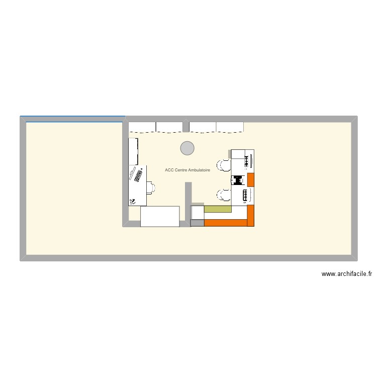 acc Ambulatoire. Plan de 2 pièces et 165 m2