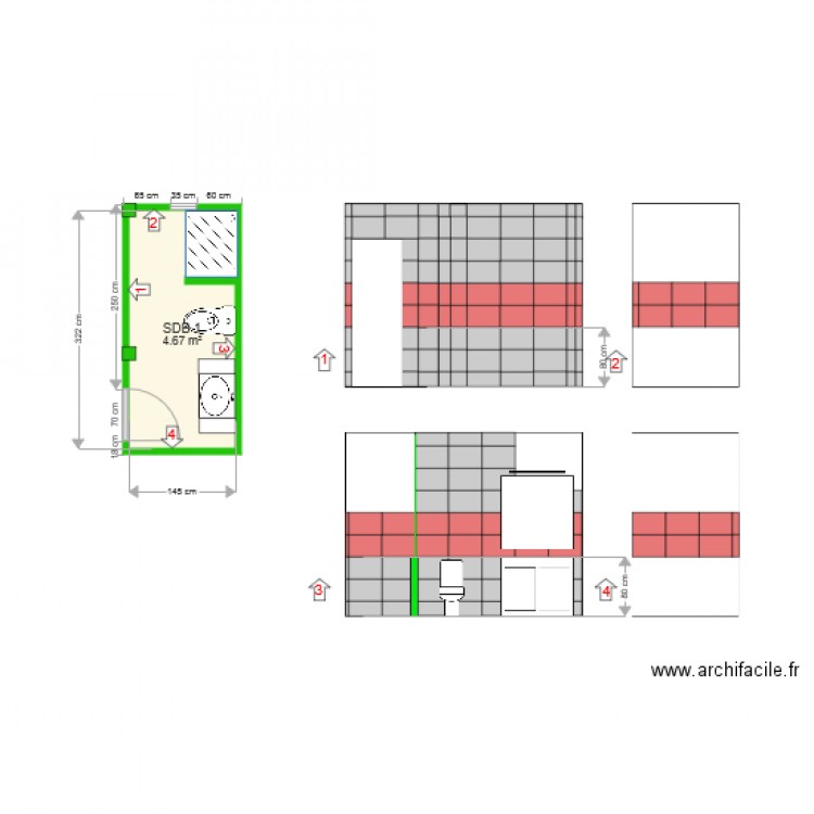 carrelage SDB 1. Plan de 0 pièce et 0 m2