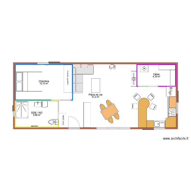 Madrid. Plan de 4 pièces et 72 m2