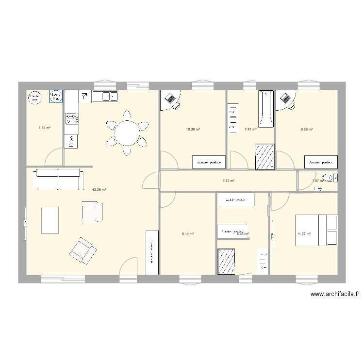 plein pied 3chbres. Plan de 0 pièce et 0 m2