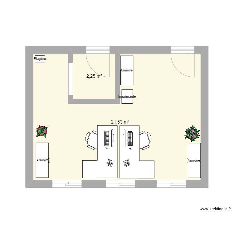 Dressing. Plan de 2 pièces et 24 m2