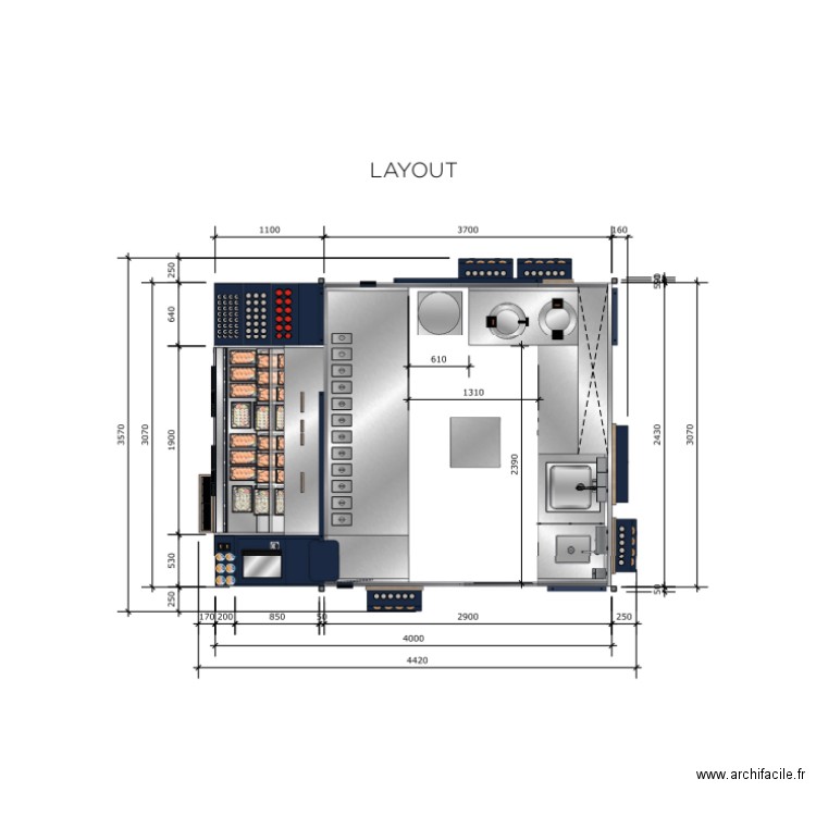 Sushi bar. Plan de 0 pièce et 0 m2