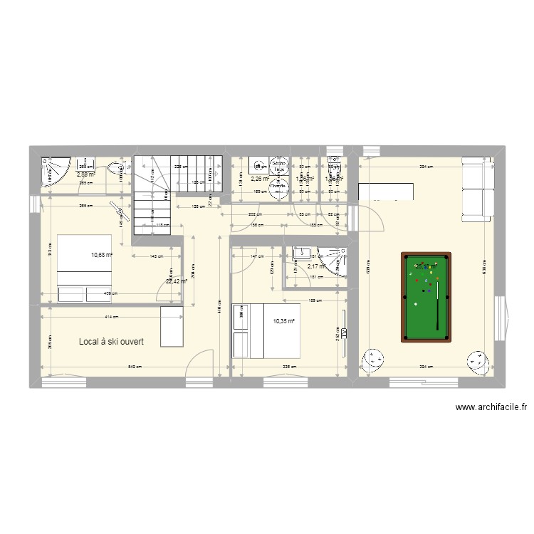 Chalet projet 2 appartement 1. Plan de 9 pièces et 78 m2