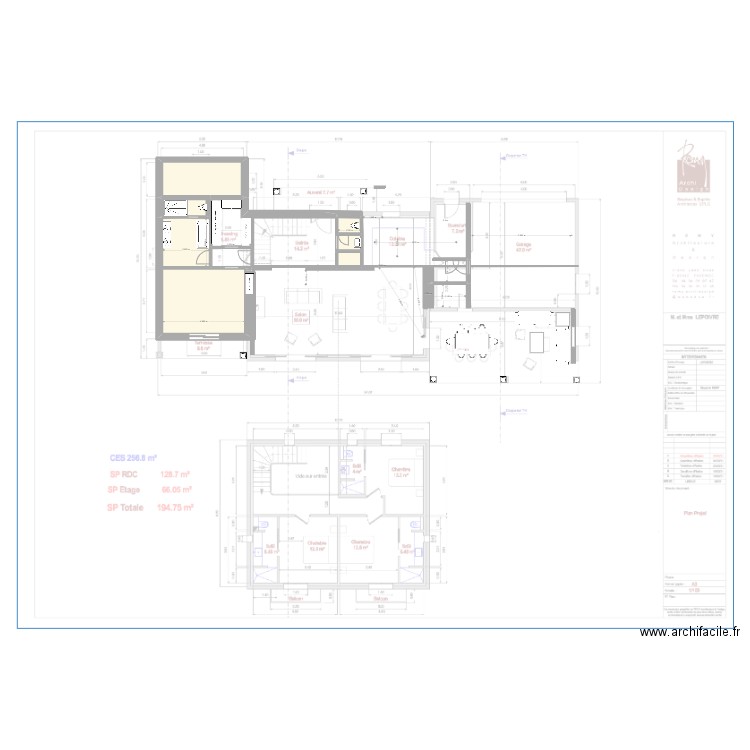 chambres parents origine. Plan de 7 pièces et 46 m2