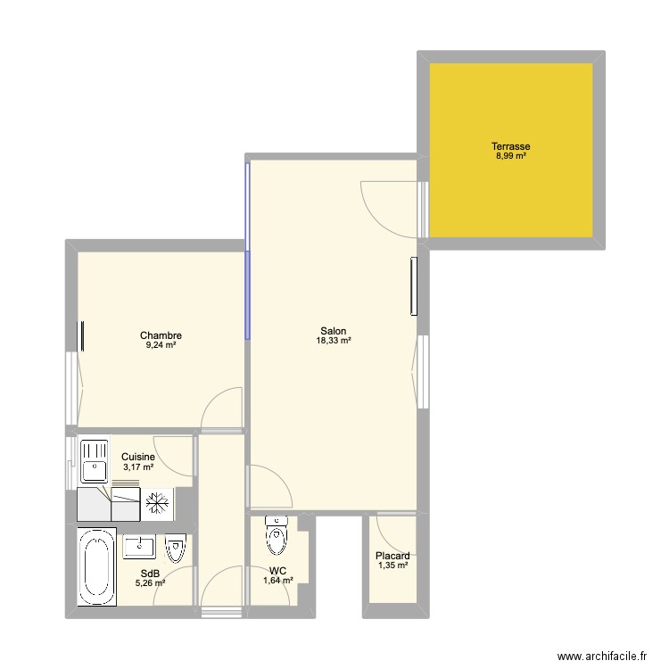 Bormes. Plan de 7 pièces et 48 m2