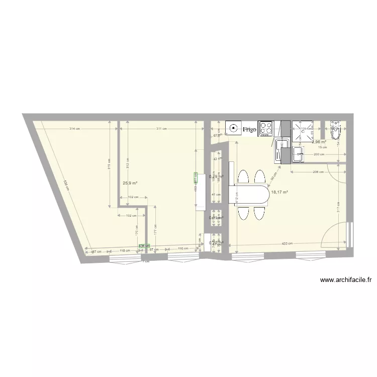 Appartement 1 . Plan de 