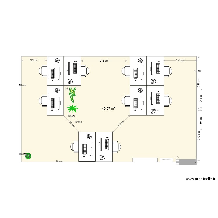 BUREAU RC. Plan de 1 pièce et 41 m2