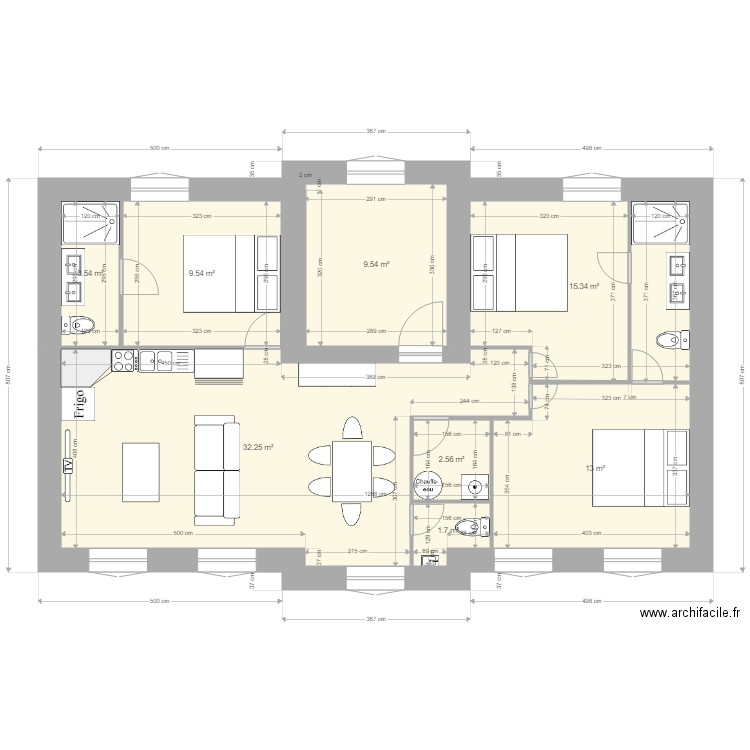 appartement 1 er etage 4. Plan de 8 pièces et 87 m2