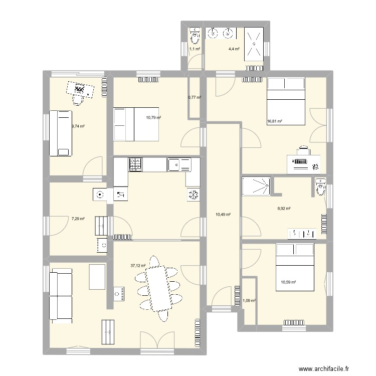 Jurançon2. Plan de 12 pièces et 119 m2