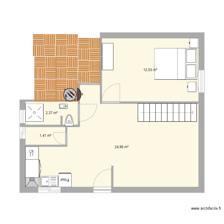 plan maison 1. Plan de 4 pièces et 41 m2