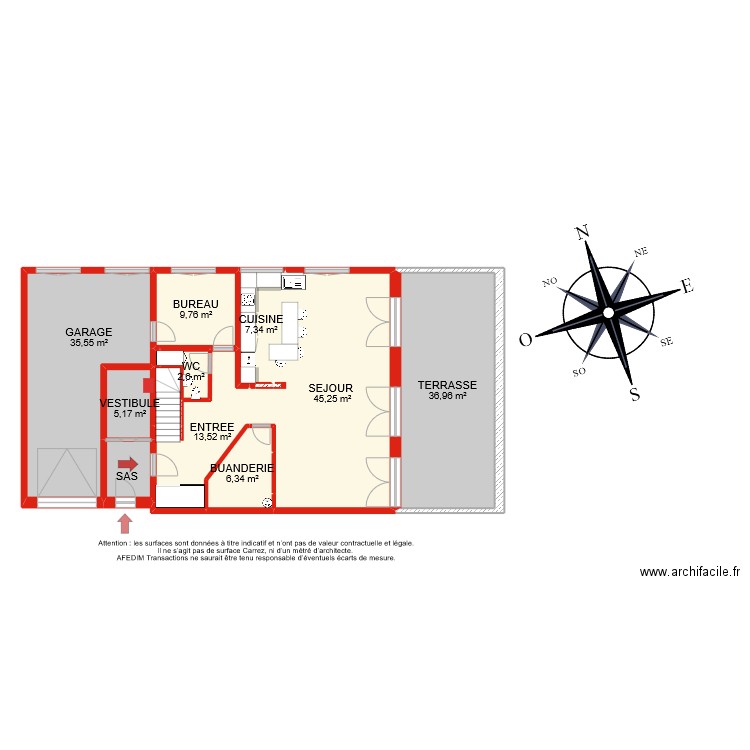 BI 9214 RDC. Plan de 13 pièces et 170 m2