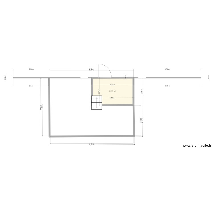 terrasse blanche epine. Plan de 1 pièce et 6 m2
