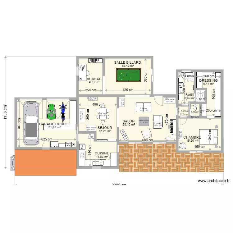Projet Maison Bois. Plan de 