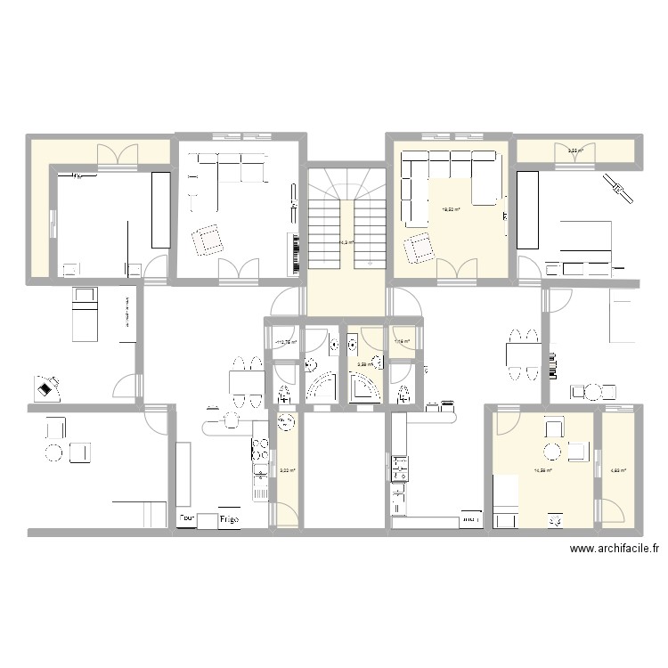 hamid. Plan de 10 pièces et 73 m2