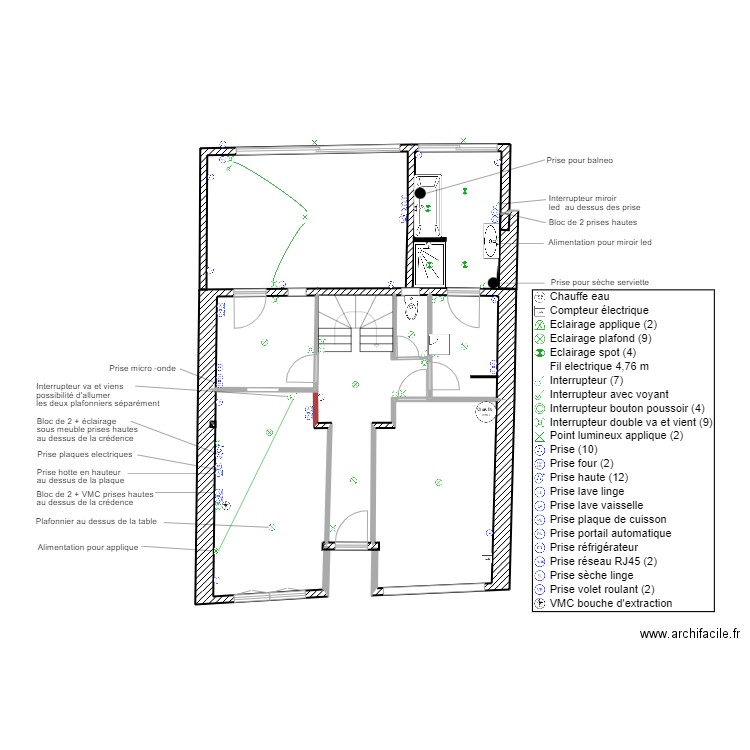 col segaert electrique1. Plan de 9 pièces et 80 m2