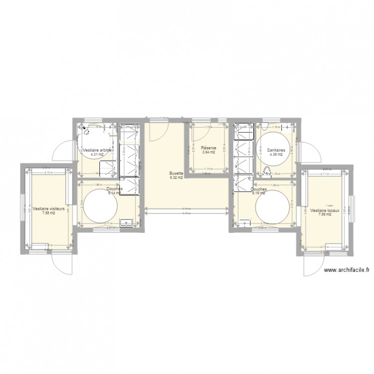 Vestiaires sanitaires terrain 08 10 16. Plan de 0 pièce et 0 m2