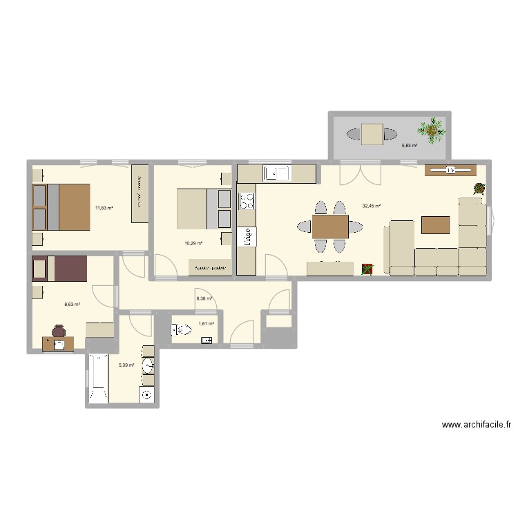 Village. Plan de 12 pièces et 86 m2