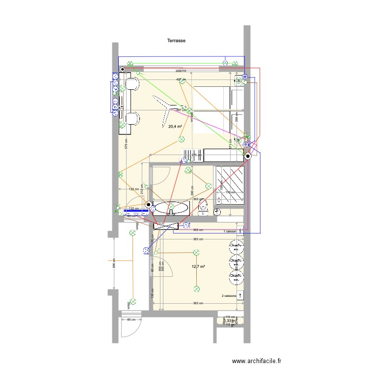 Chambre G arrière 1er Etage élec du 22 02 20. Plan de 0 pièce et 0 m2