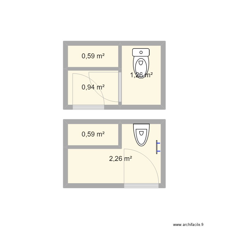 bencheikh wc. Plan de 5 pièces et 6 m2