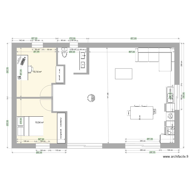 plan maison 70m2. Plan de 0 pièce et 0 m2