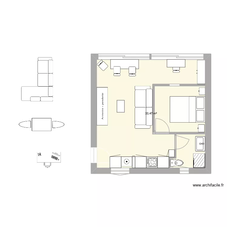1.2 LEUCATE 930. Plan de 1  et 33 m²