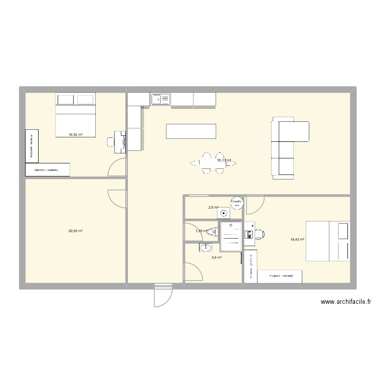 Maison 2. Plan de 7 pièces et 121 m2