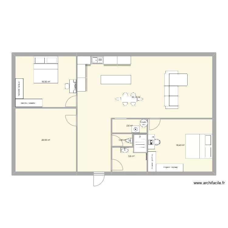 Maison 2. Plan de 7  et 121 m²
