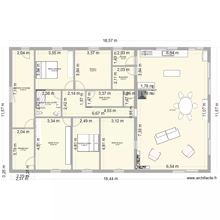 Plan maison plein pieds. Plan de 0 pièce et 0 m2