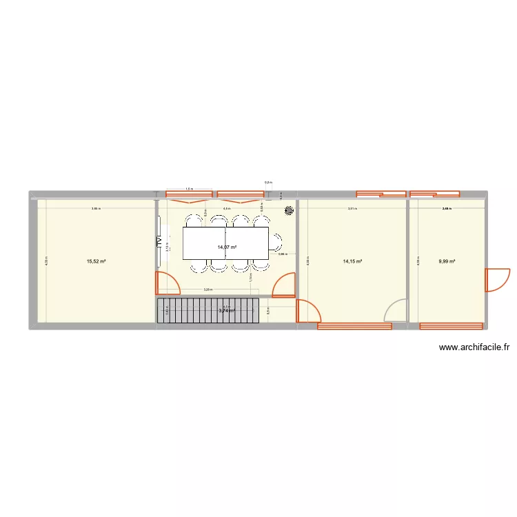 PROJET 1D: MEZZA/ ARCHIVES / BUREAUX. Plan de 6  et 57 m²