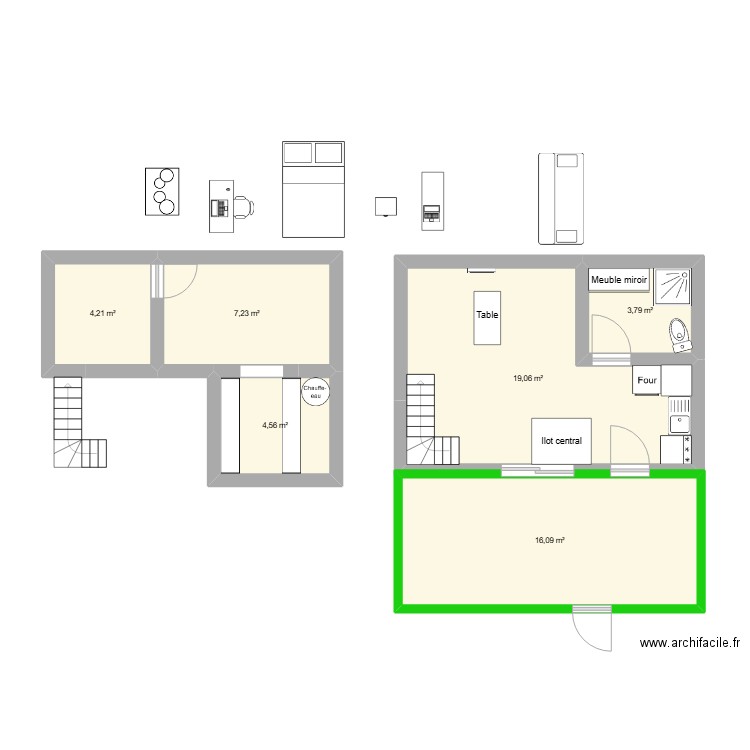 Appart Lyon (version pour Mathieu). Plan de 6 pièces et 55 m2