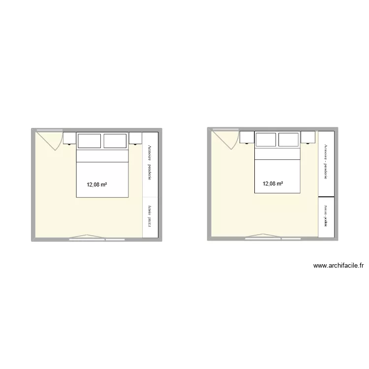 Chambre 1. Plan de 2 et 24 m² Chambre 1. Plan de 2 et 24 m²