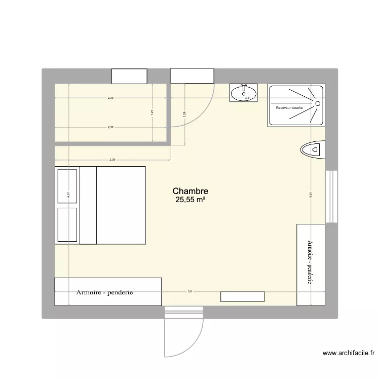 Future Chambre Parentale. Plan de 1 et 26 m² Future Chambre Parentale. Plan de 1 et 26 m²