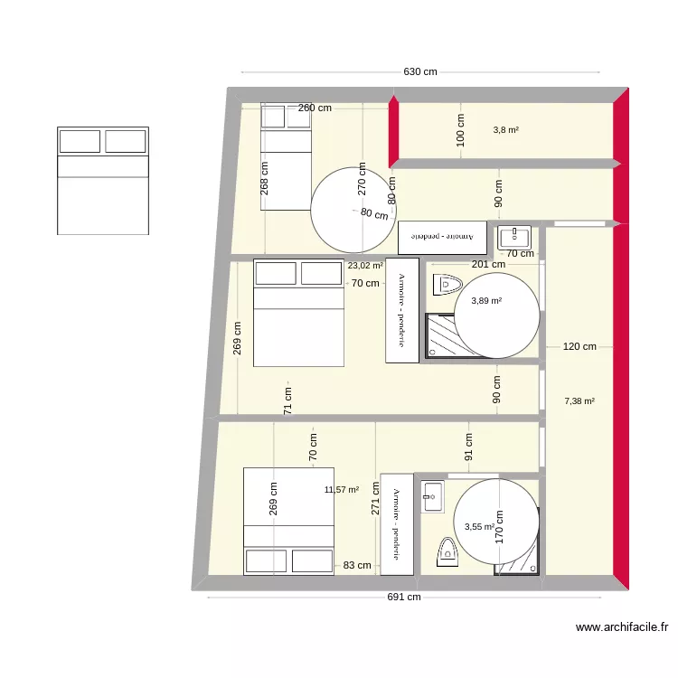 PLAN CHAMBRES JOFFRE 1ER PMR. Plan de 
