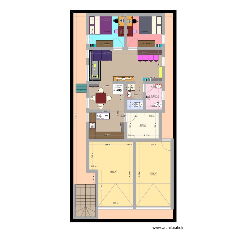JPGFPB. Plan de 9 pièces et 251 m2