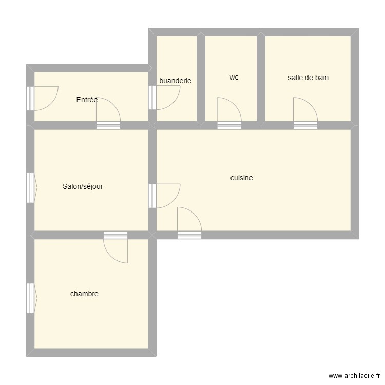 1051. Plan de 7 pièces et 72 m2