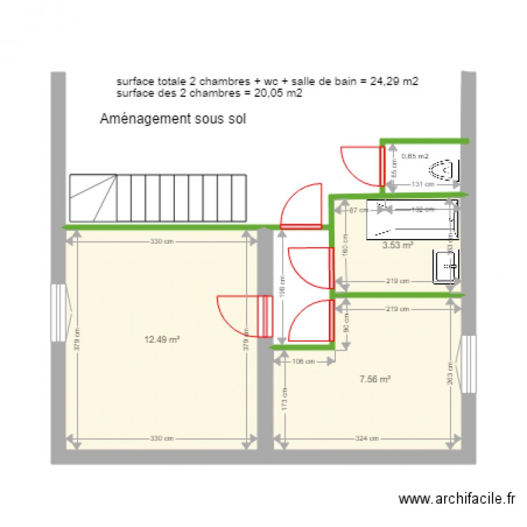 Aménagement sous sol 2. Plan de 0 pièce et 0 m2