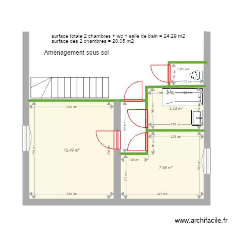 Am&eacute;nagement sous sol 2. Plan de 