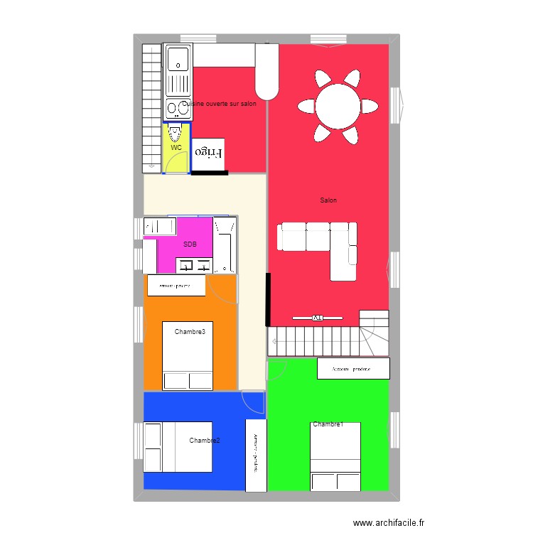 maison 2. Plan de 9 pièces et 80 m2
