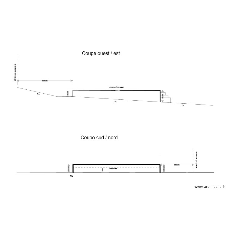 Plan de coupe Ouest/Est. Plan de 0 pièce et 0 m2