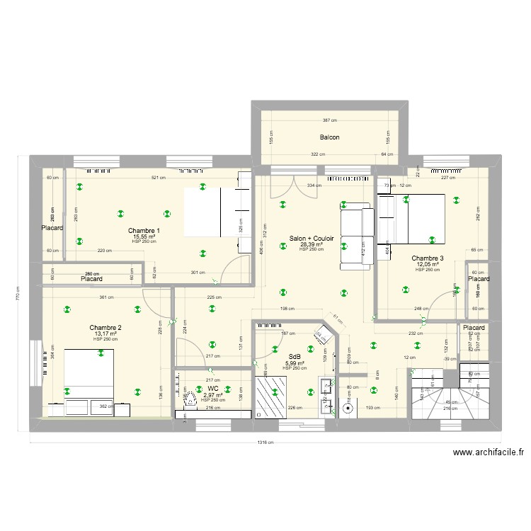 Cotations 1er étage Projet 6. Plan de 0 pièce et 0 m2