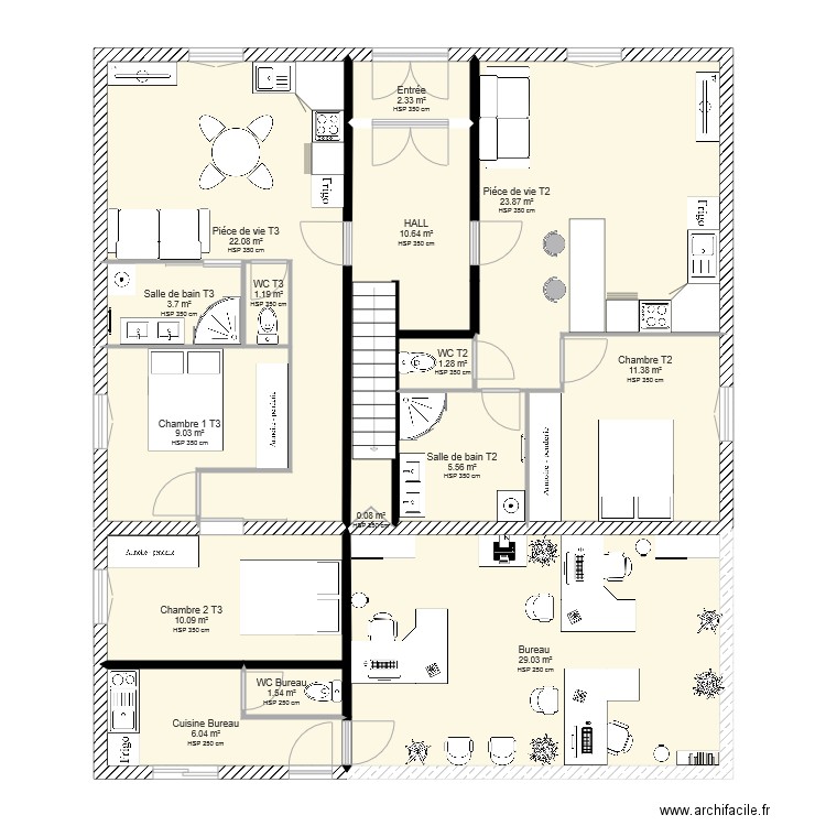 Immeuble hôtel . Plan de 0 pièce et 0 m2