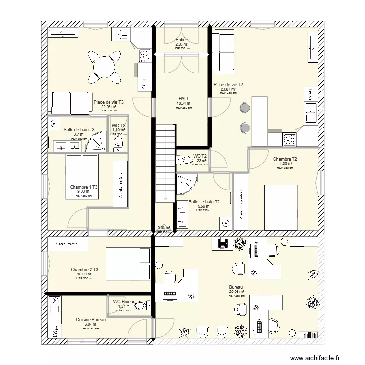 Immeuble h&ocirc;tel . Plan de 