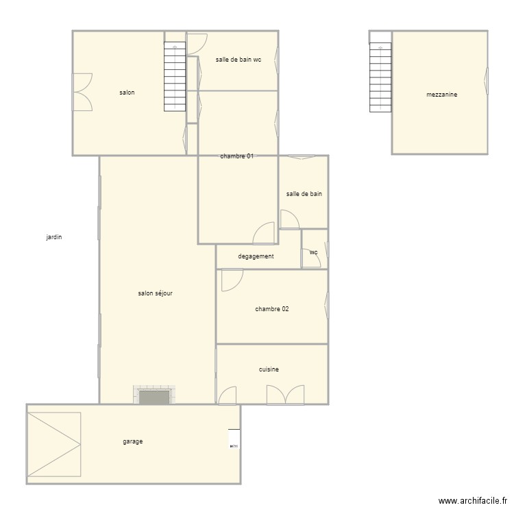 puaud am. Plan de 15 pièces et 153 m2