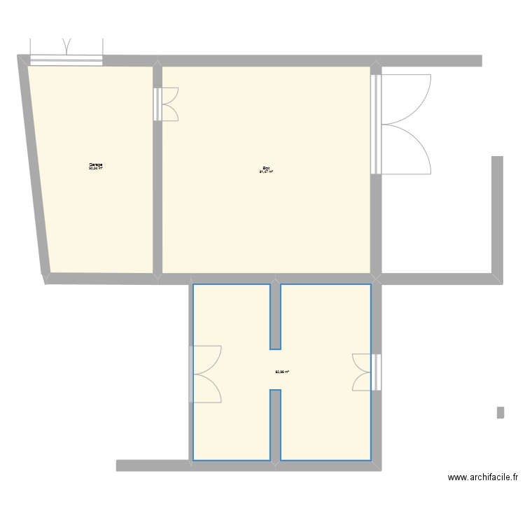 Grange Chatillon. Plan de 3 pièces et 205 m2