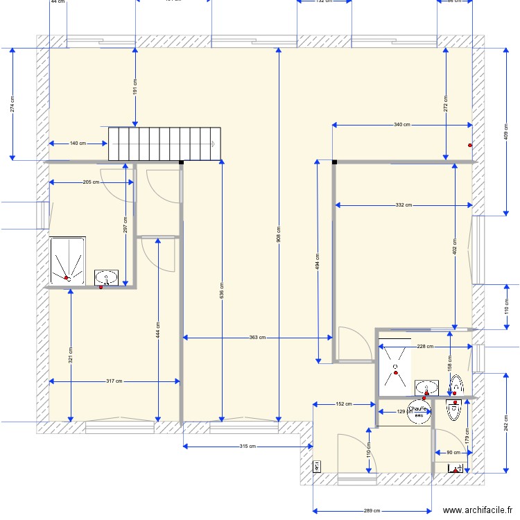 plan N2. Plan de 7 pièces et 95 m2
