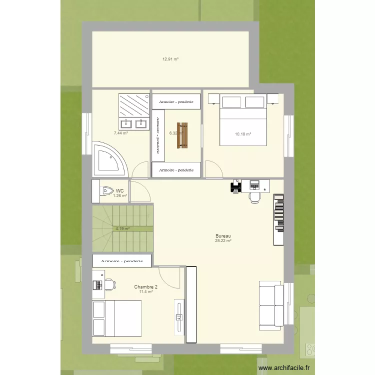 Etage Maison Marilyne Grenier. Plan de 